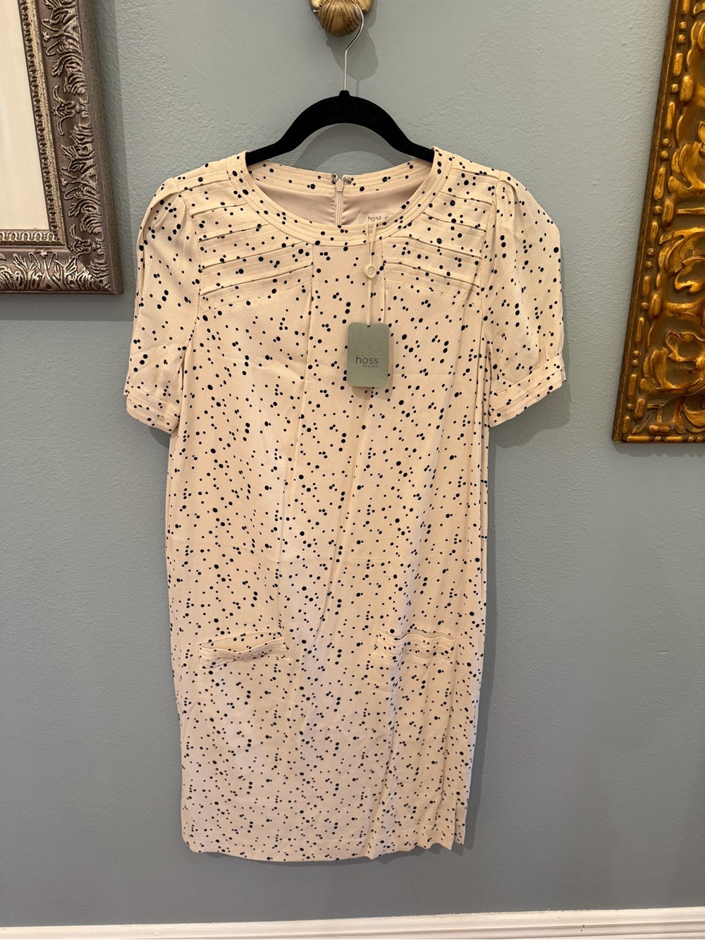 Hoss Ivory Short-Sleeve Dot Shift Dress